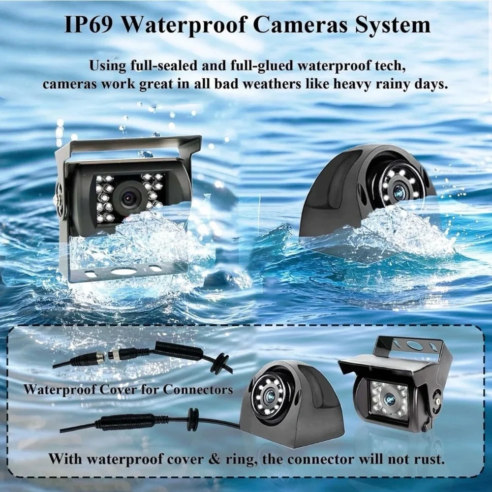 🔥 4K RV & Truck Backup Camera 10.36” Touch Monitor 4-Cam Split DVR Night Vision🔥